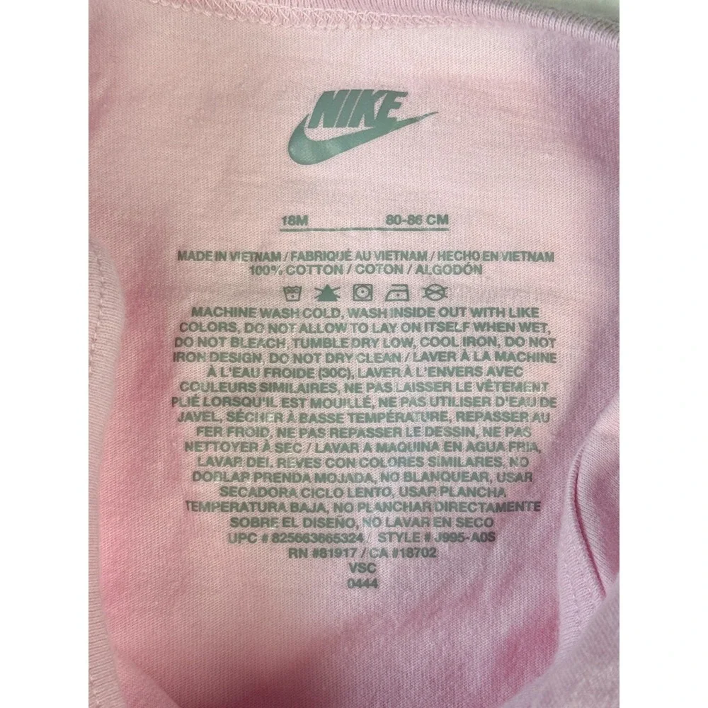 Nike Toddler Girls 2 Piece Outfit Pink Logo‎ Shirt Leggings Set Size 18M